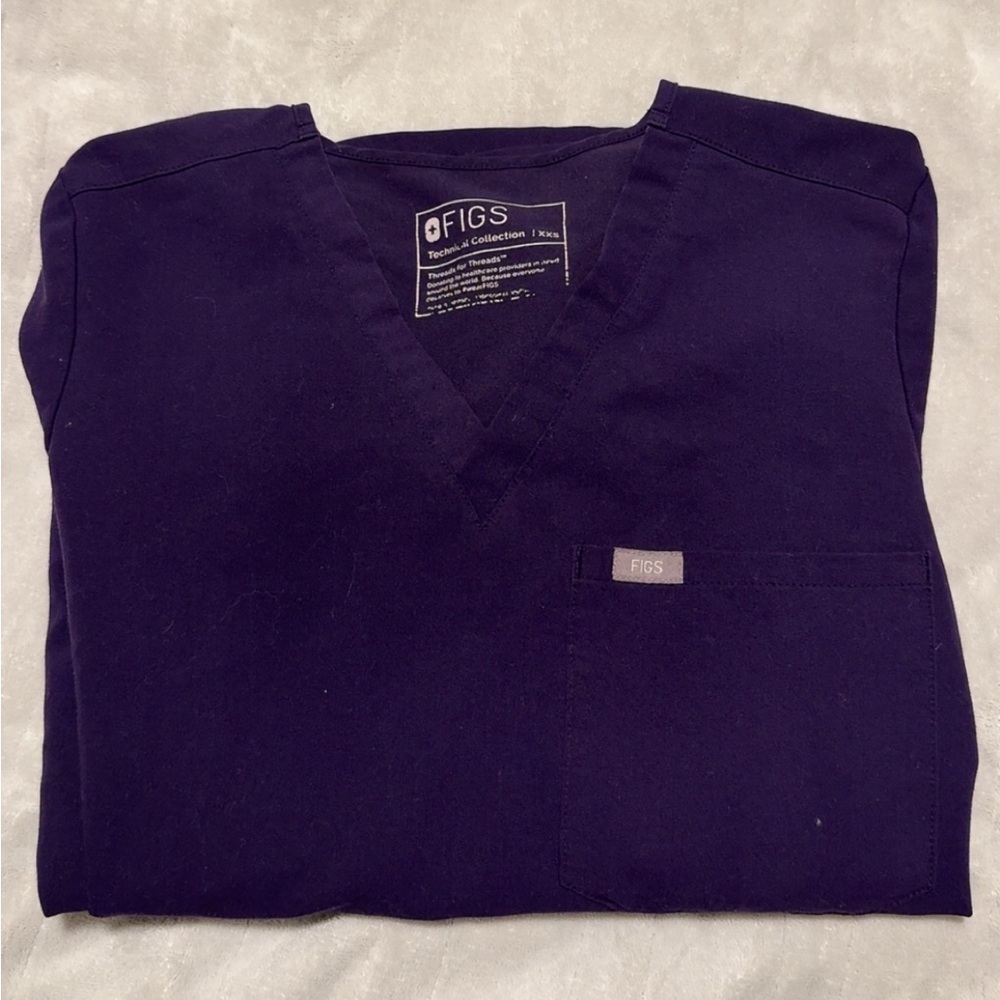 XXS FIGS Women's Deep Purple Long Sleeve Scrub Top